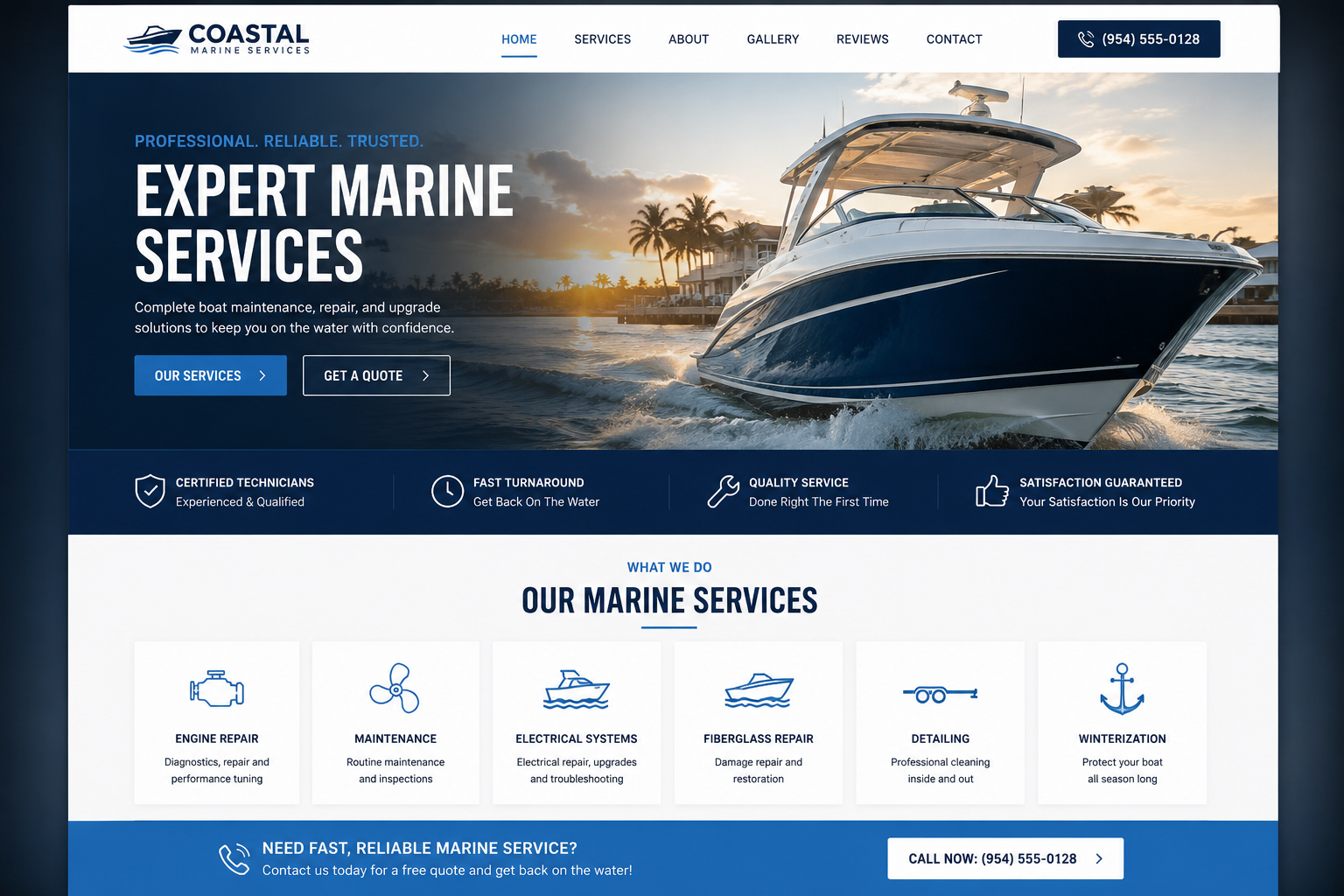 Marine Services Website Screenshot