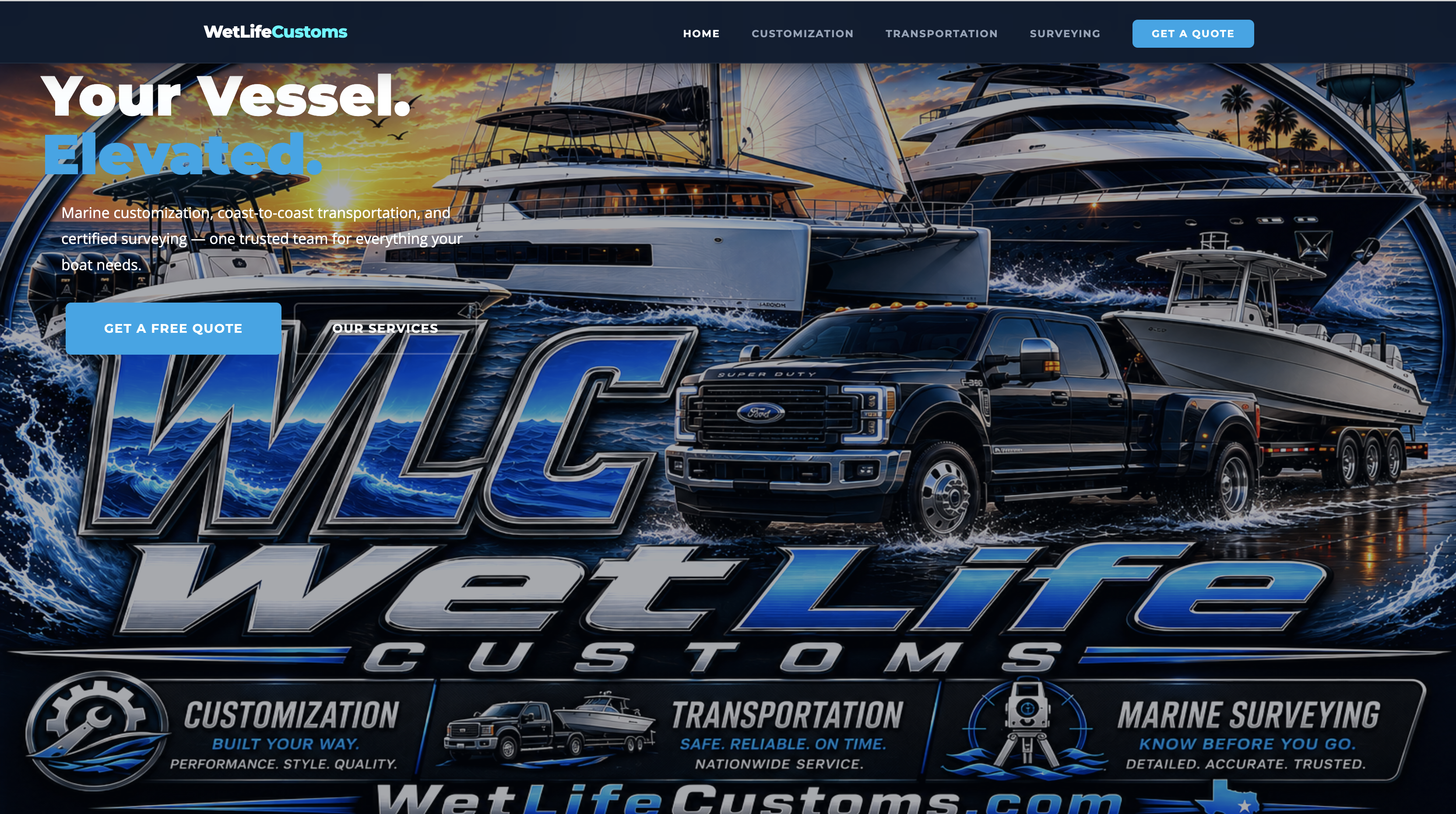 Wet Life Customs Website Screenshot