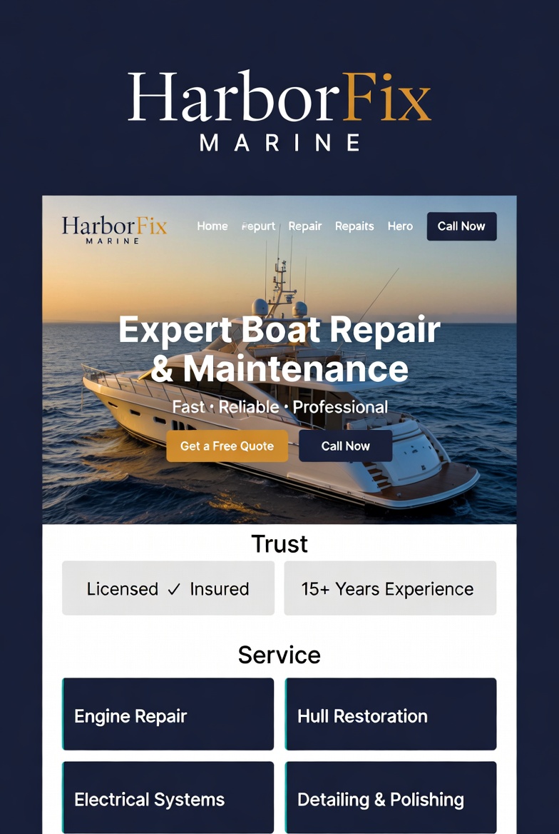Boat Repair Brand Website Screenshot