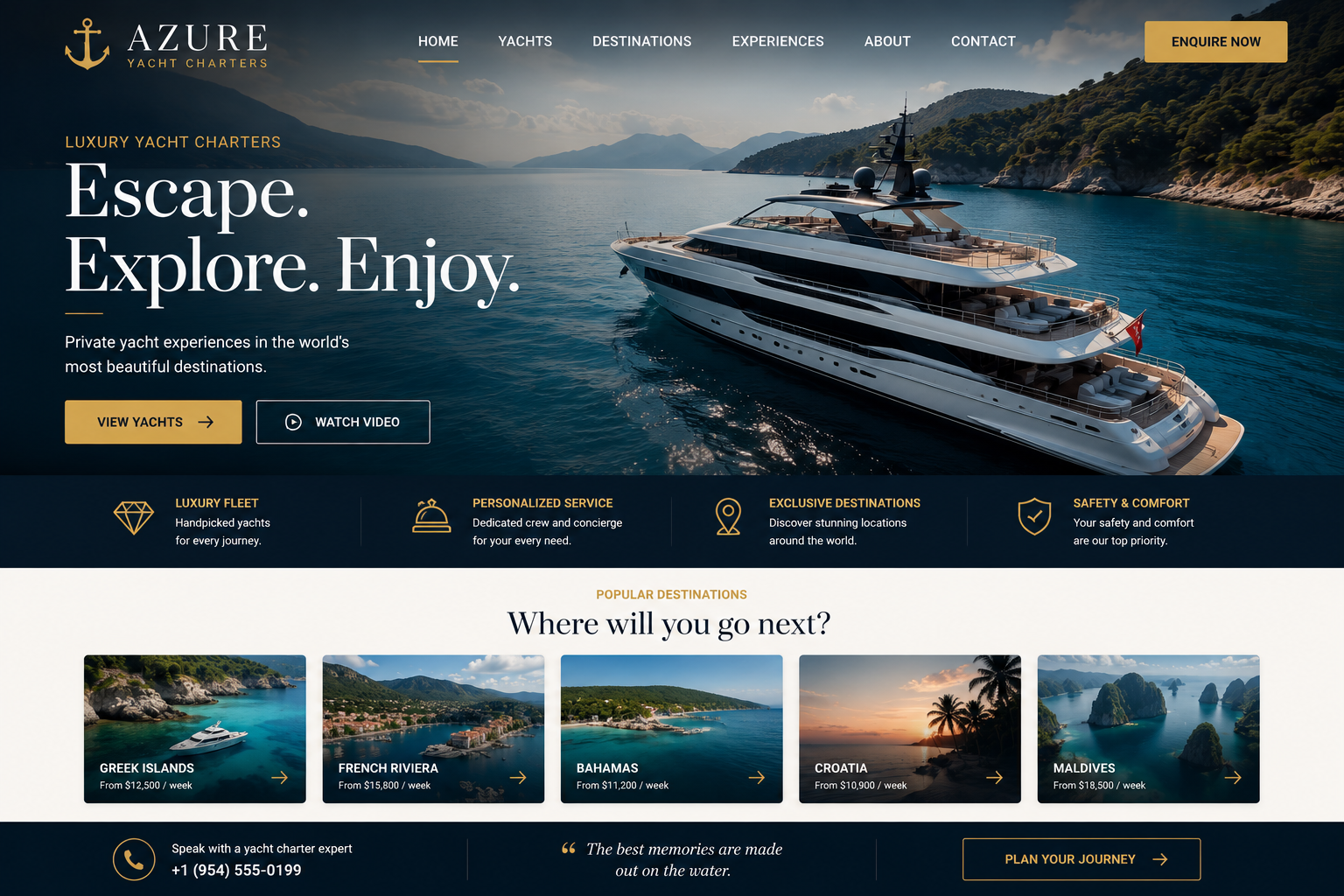 Yacht Charter Site Screenshot
